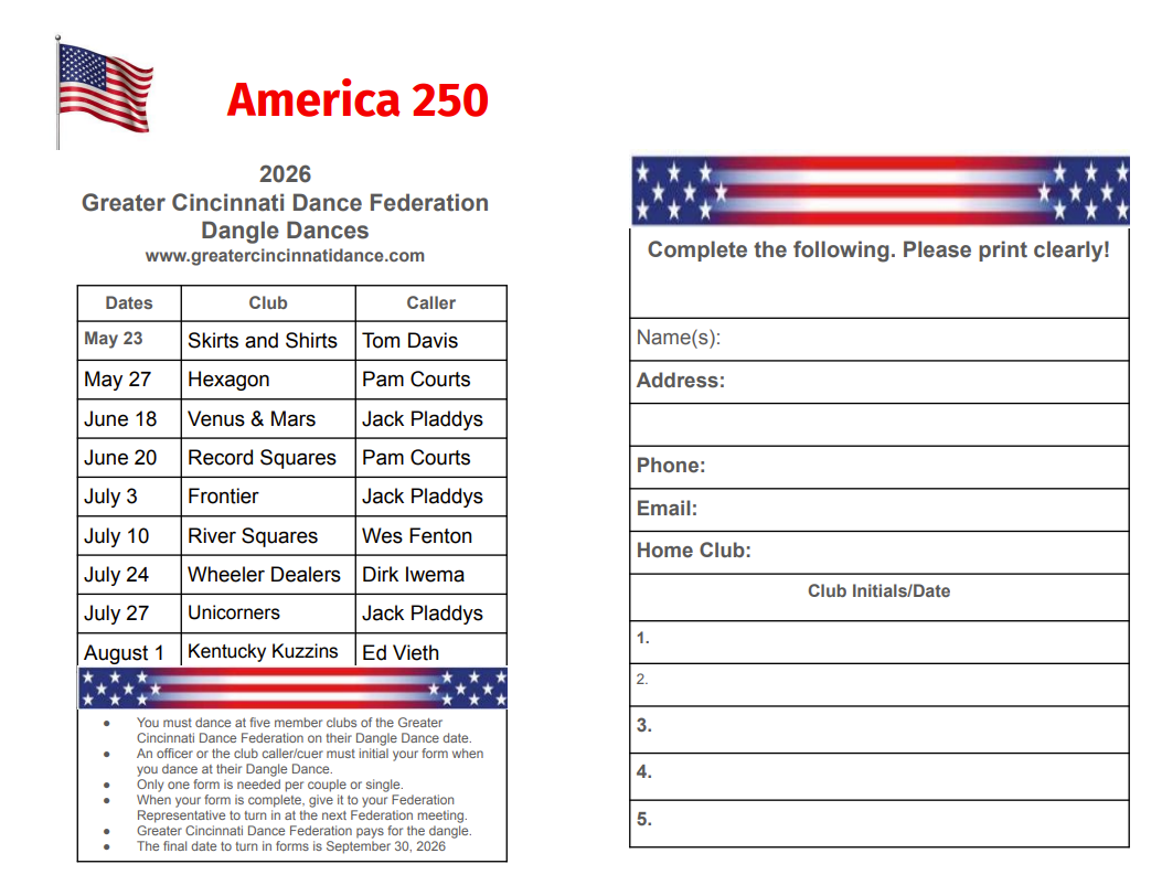 2026 America 250 Birthday Bash Dangle Dance